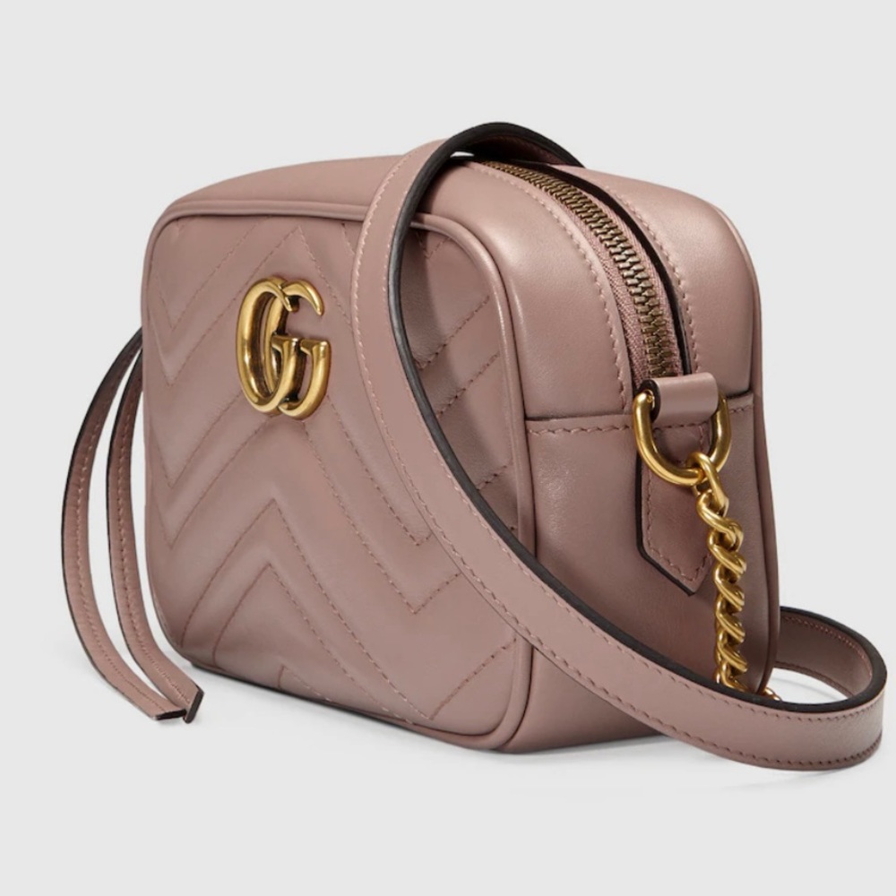 GUCCI MARMONT shoulder/crossbody bag dusty pink leather - Picture 2 of 12